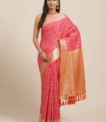 Pink & Golden Woven Design Patola Saree