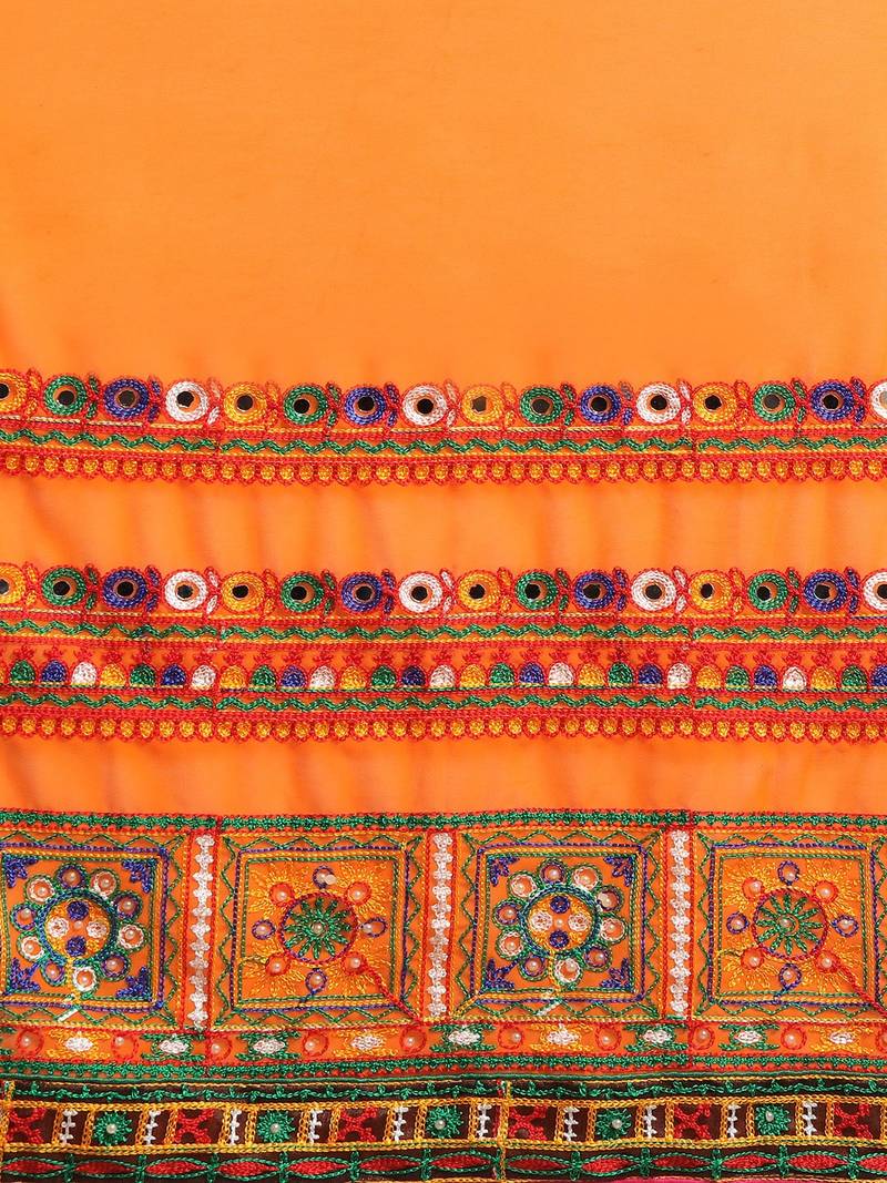 Orange Pure Georgette Embroidered Bandhani Saree