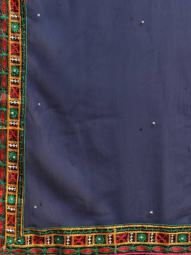 Orange Pure Georgette Embroidered Bandhani Saree