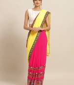 Pink Pure Georgette Embroidered Bandhani Saree