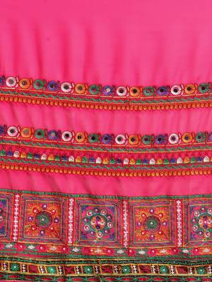 Pink Pure Georgette Embroidered Bandhani Saree 3