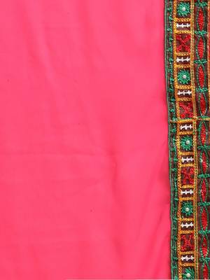Pink Pure Georgette Embroidered Bandhani Saree 5
