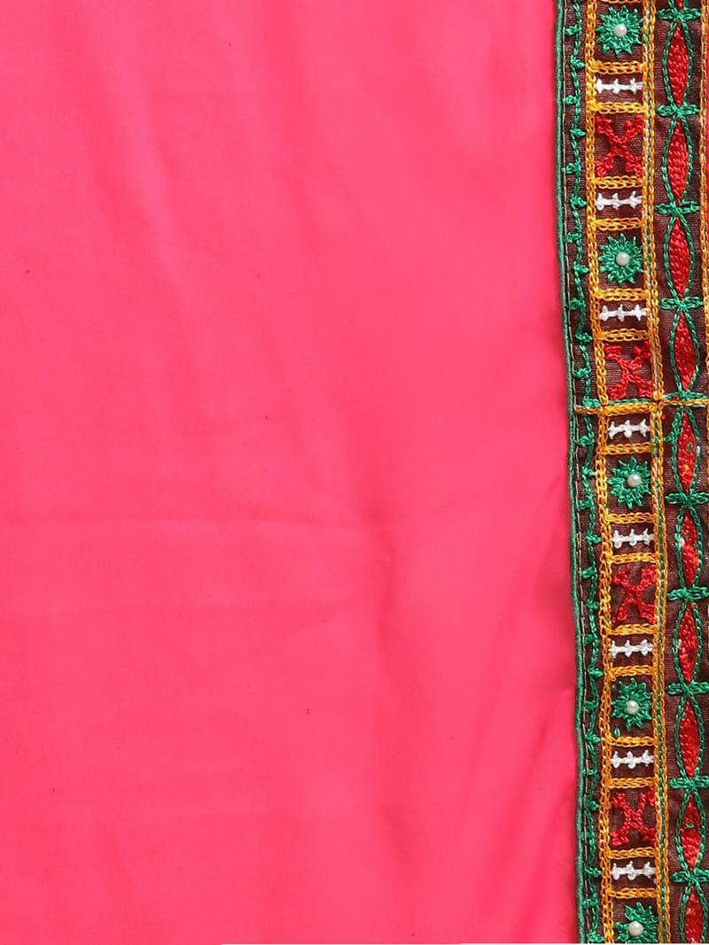 Pink Pure Georgette Embroidered Bandhani Saree
