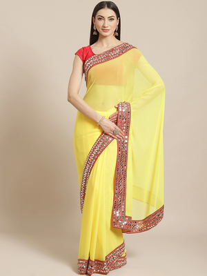 Yellow Solid Saree 1