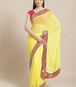 Yellow Solid Saree