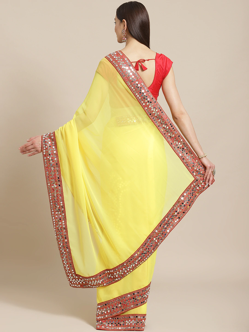 Yellow Solid Saree