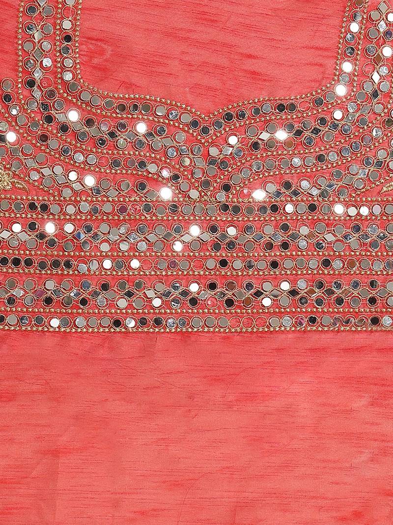 Grey Solid Mirror Work Saree