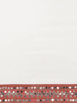 White Solid Mirror Work Saree 3