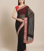 Black Mirror Work Solid Saree