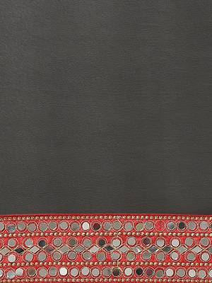 Black Mirror Work Solid Saree 3