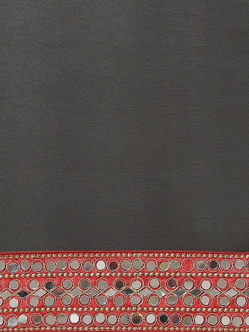 Black Mirror Work Solid Saree