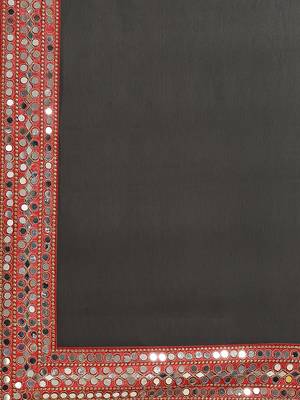 Black Mirror Work Solid Saree 4