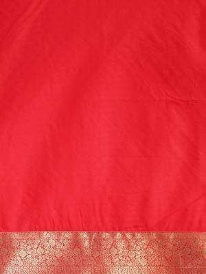 Red Silk Blend Woven Design Banarasi Saree 5