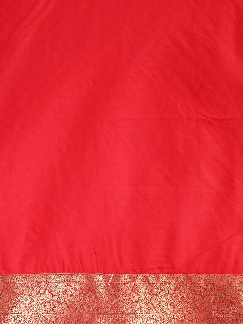 Red Silk Blend Woven Design Banarasi Saree