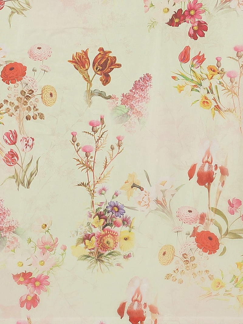 Off-White & Red Pure Silk Printed Celebrity Saree