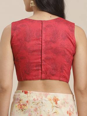 Off-White & Red Pure Silk Printed Celebrity Saree 5