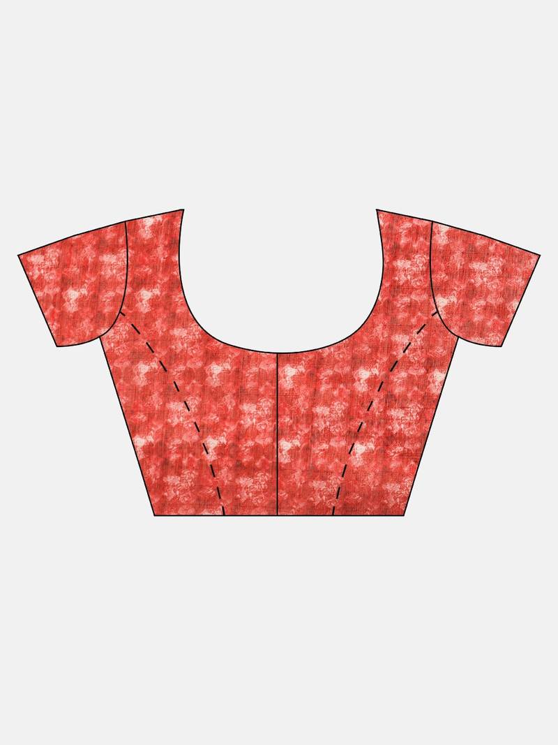 Yellow & Blue Linen Blend Blend Printed Saree