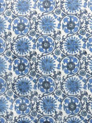 Blue & White Linen Blend Blend Printed Bagru Saree 3