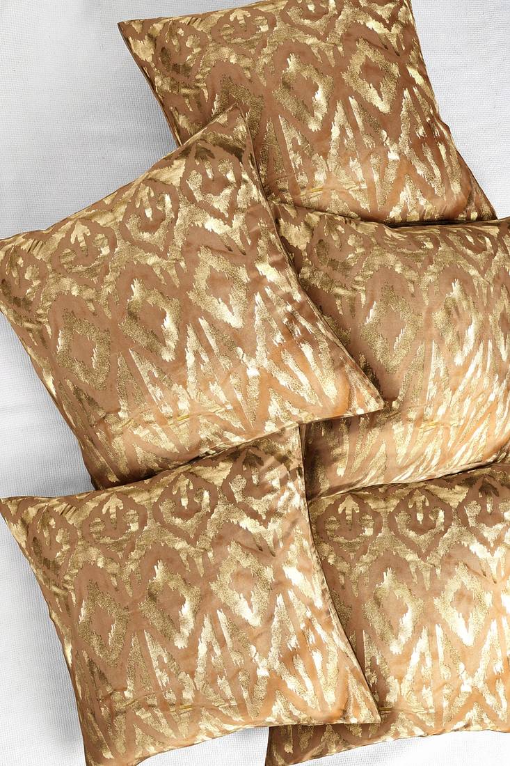 Ambbi Collections Foil Printed velvet cushion cover set of 5