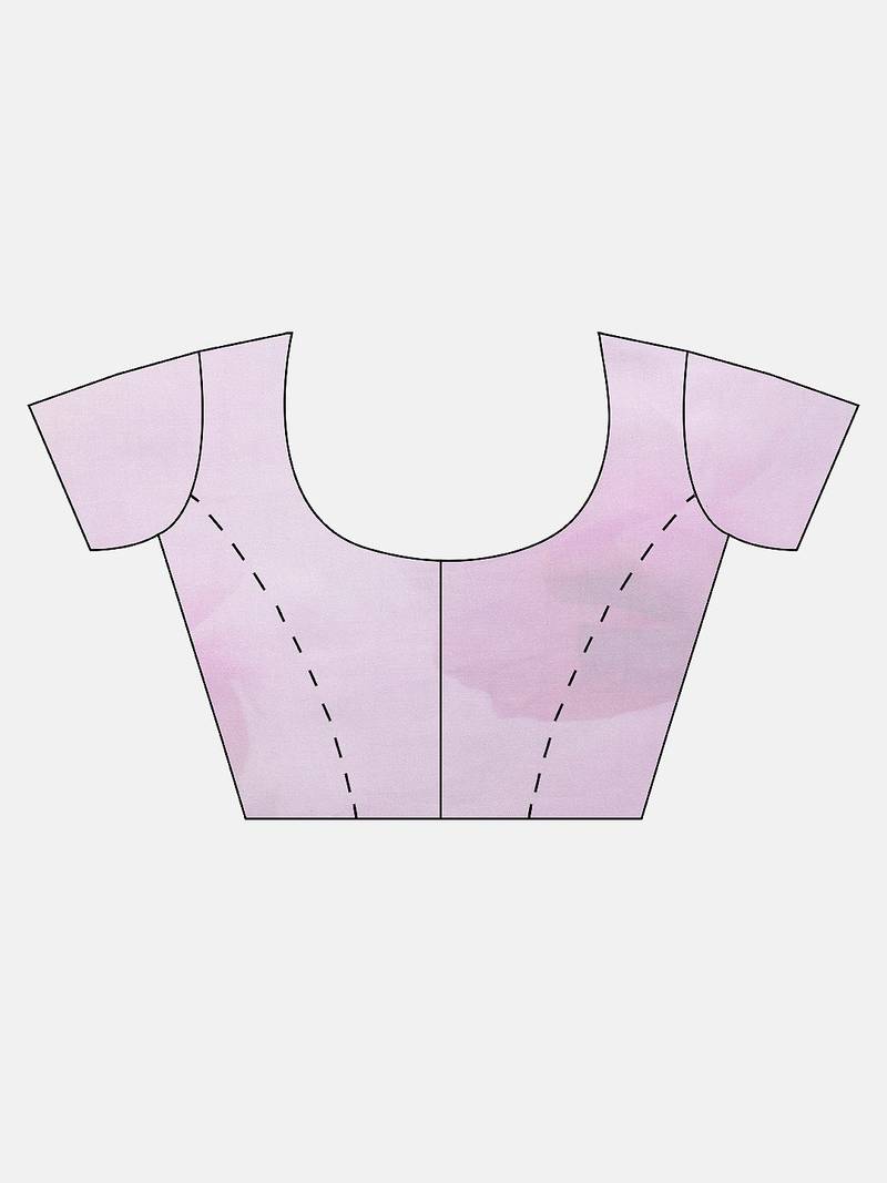 Lavender & Pink Pure Silk Printed Saree