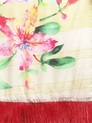 Off-White & Pink Pure Silk Floral Printed Saree 4
