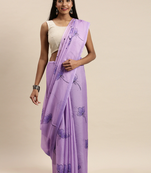 Lavender Floral Printed Pure Silk Saree