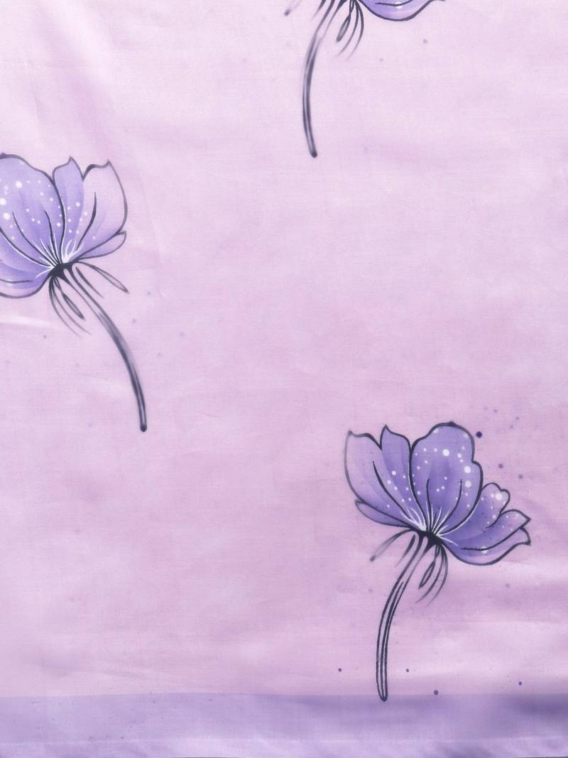 Lavender Floral Printed Pure Silk Saree