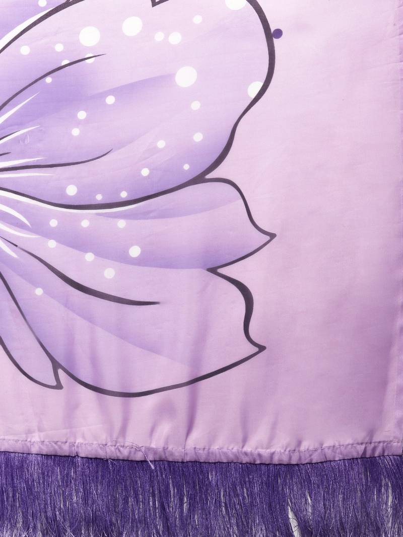 Lavender Floral Printed Pure Silk Saree
