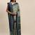 Navy Blue & Cream-Coloured Ethnic Floral Print Saree with Matching Shawl