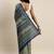 Navy Blue & Cream-Coloured Ethnic Floral Print Saree with Matching Shawl