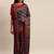 Navy Blue & Red Floral Print Pashmina Saree with Matching Shawl