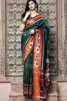 Green Weaving Silk Traditional Patola Saree