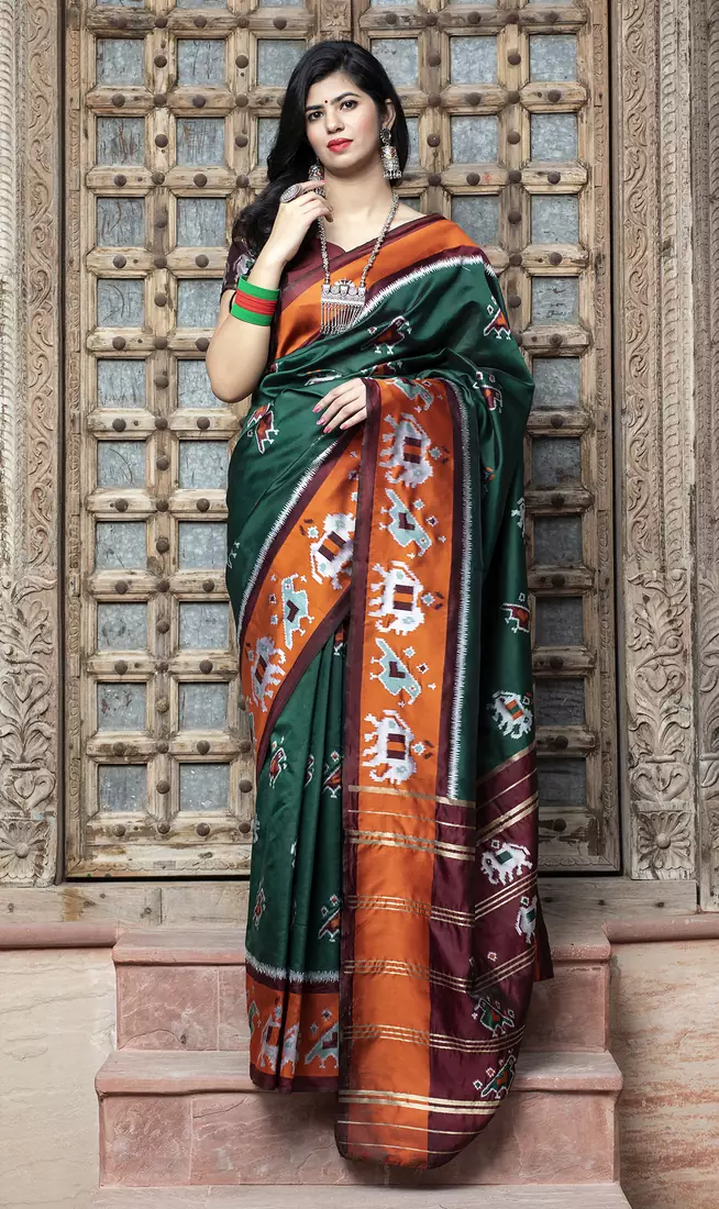 Green Weaving Silk Traditional Patola Saree