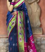 Mesmerizing Royal blue Woven Silk Patola party saree