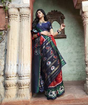 Catching Red Woven Silk Patola festival saree 5