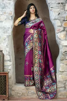 Purple Weaving Silk Traditional Patola Saree