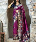 Delightful Purple Woven Silk Patola ceremonial saree