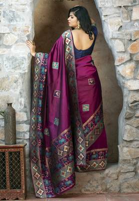 Delightful Purple Woven Silk Patola ceremonial saree 3
