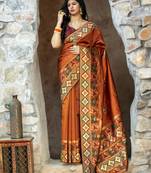 Orange Weaving Silk Traditional Patola Saree