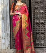 glamourous Dark pink Woven Silk Patola fancy saree