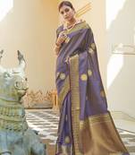 Purple woven banarasi silk saree with blouse