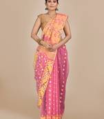 Pink hand woven silk cotton saree 