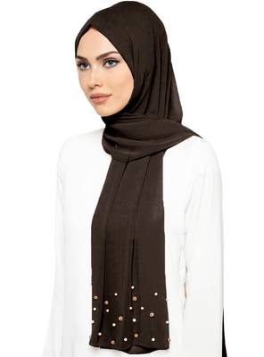JSDC Free Size Women Occasion Wear Georgette Pearl Work Hijab Scarf Dupatta 1