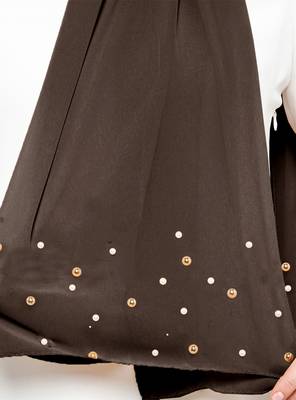 JSDC Free Size Women Occasion Wear Georgette Pearl Work Hijab Scarf Dupatta 2
