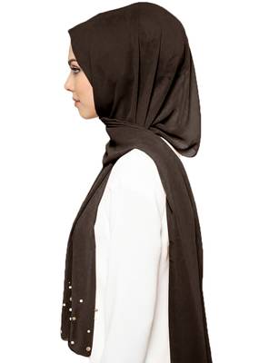 JSDC Free Size Women Occasion Wear Georgette Pearl Work Hijab Scarf Dupatta 3