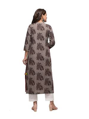 Brown printed cotton cotton-kurtis 2