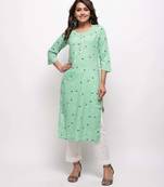 KAAJH Green Floral Printed Cotton Kurta