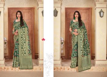 Green woven banarasi saree with blouse 2