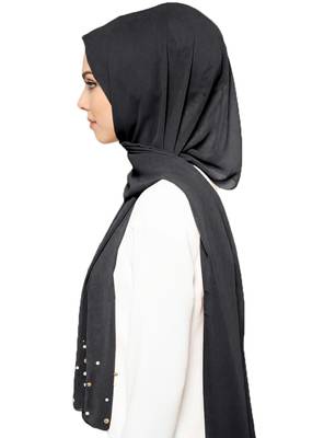 JSDC Outdoor Wear Georgette 2 Meter Pearl Work Daily Hijab Scarf For Women 3