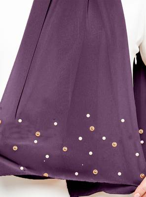 JSDC Light Violet Color Casual Plain Georgette Pearl Work Hijab Scarf  2